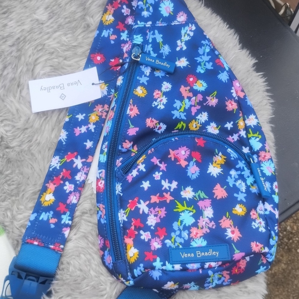 Vera Bradley Kids Floral Sling Bag - Multicolor on Blue